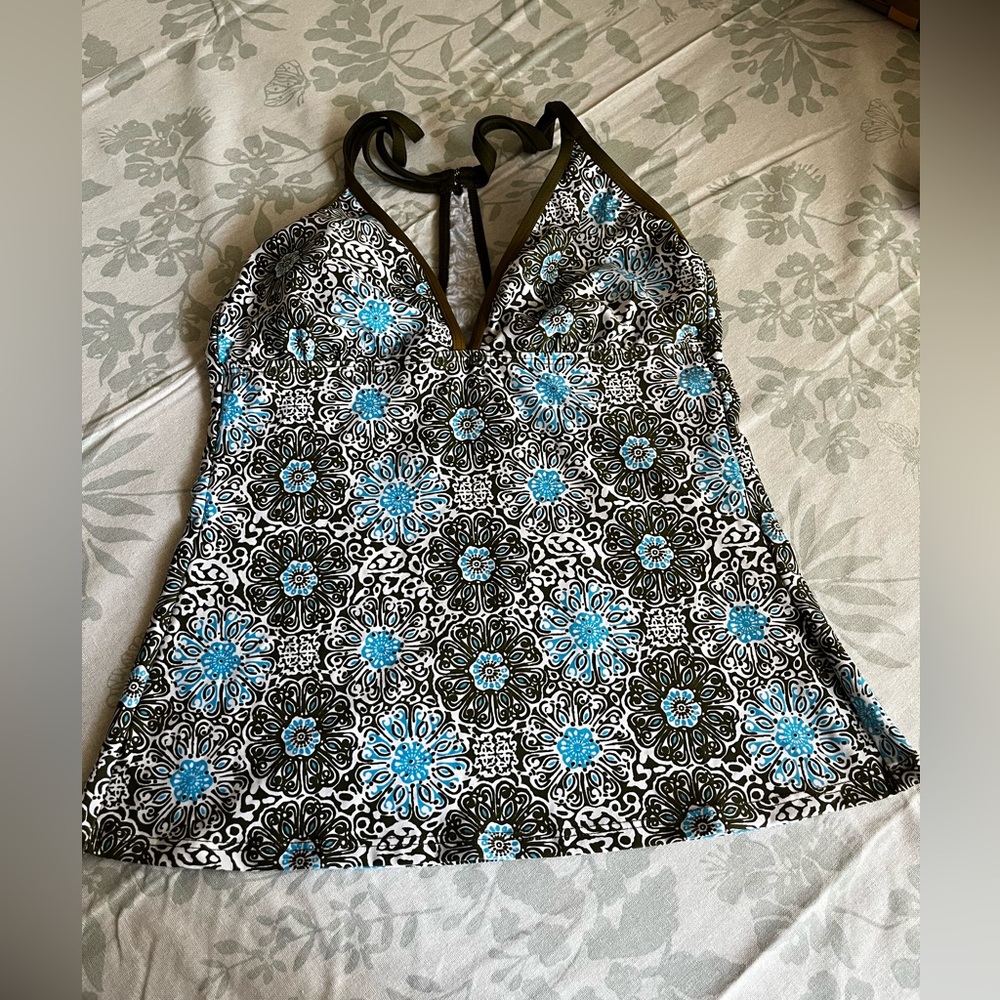 Next for Eddie Bauer T-back Tankini olive green and turquoise Size 34 B/C